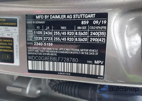 2020 Mercedes-Benz Glc 300 4Matic from USA, damaged, VIN WDC0G8EB8LF728780